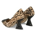 thumbnail image 4 of YDN Women Rhinestone Studded Buckle Pumps Slip On Crystal Chunky High Heels Closed Pointed Toe Office Shoes Size 7 Leopard, 4 of 4