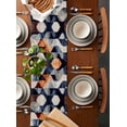 thumbnail image 2 of Navy Blue Burnt Orange Table Runner Cotton Linen 72 Inch Holiday Dresser Scarves, Geometric Retro Abstract Tablerunner for Kitchen Coffee Dining Bedroom Home Living Room Dinner Scarf Décor 13''x72'', 2 of 9