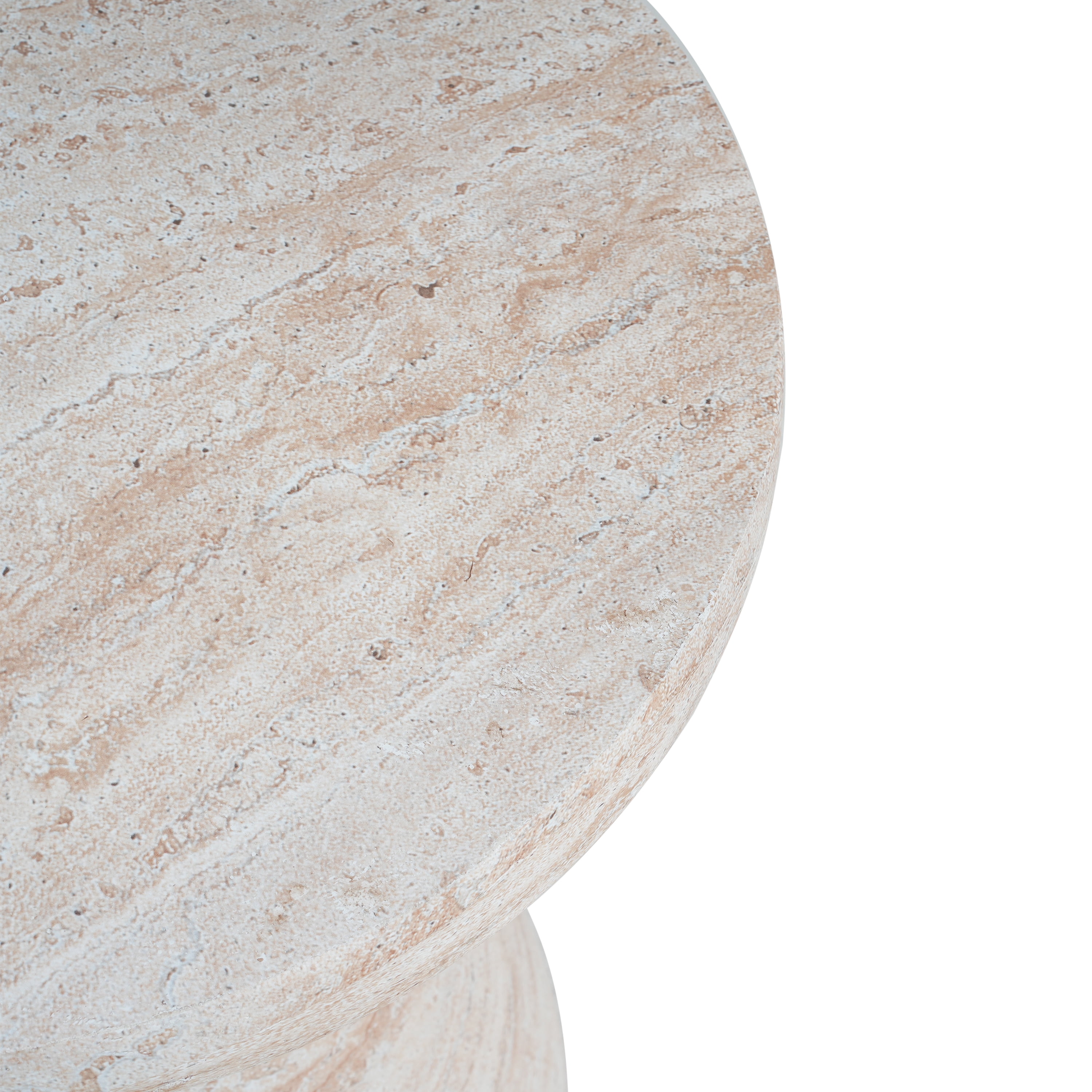 Side Table, Outdoor Indoor Lightweight Concrete Table for Patio Balcony Garden, Travertine Finish