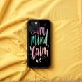 thumbnail image 5 of Colorful Gradient ' Calm Mind Calm ' iPhone 15 Case - Lightweight Yellowing Resistant Black Background with Abstract Leaf Design, 5 of 6
