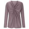 thumbnail image 4 of TKLPEHG Dressy Tops for Women V-neck Twisted Ruched Tunic Tops Lightweight Fashion Casual Loose Classic Solid Color Long Sleeve Blouse (Pink,S), 4 of 6