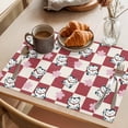 thumbnail image 3 of Cute Cat Placemats Set of 12 Red White Plaid Cartoon Checkered Place Mats Indoor Wipeable Table Mats Washable Cloth Dining Table Placemats for Kitchen Holiday Party Home Decor 13x19 Inch, 3 of 9