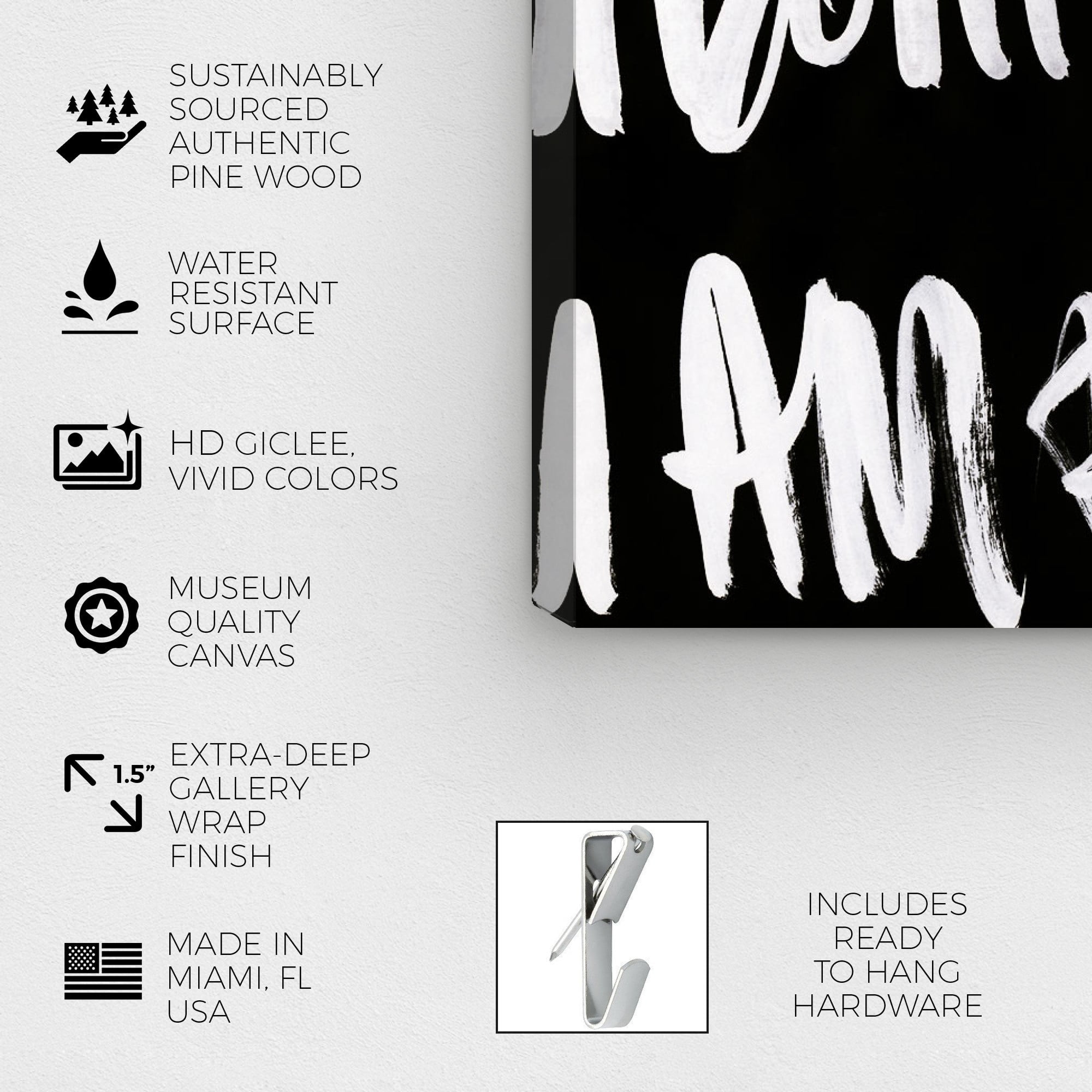 Runway Avenue Typography and Quotes Wall Art Canvas Print 'Fashion is Everything' Fashion Quotes and Sayings - Black, White