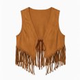 thumbnail image 4 of cocolona Boho Vest for Women Suede Fringe Sleeveless V Neck Jacket Casual Vacation Trendy Outfits, 4 of 5