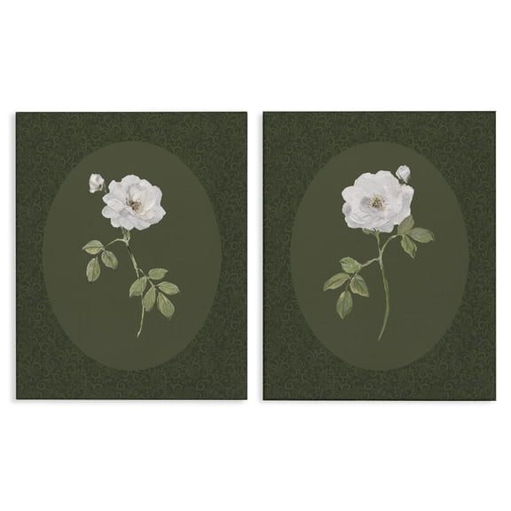 Stupell Industries Ornate Rose Studies over Emerald 2 Piece Canvas Wall Art Set, design by Sally Swatland