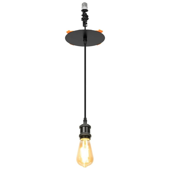 Kiven Retrofit Recessed Lighting with E26 Power Outlet Adapter, 4/5/6 Inch Replacement Conversion Kit Adjustable Height,1-Light Pendant Lighting for Home Kitchen Island Black TB0120