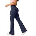 thumbnail image 4 of Lumtrix Women Workout Flare Leggings with Pockets Yoga Pants High Waisted Tummy Control Cargo Leggings Navy L, 4 of 6