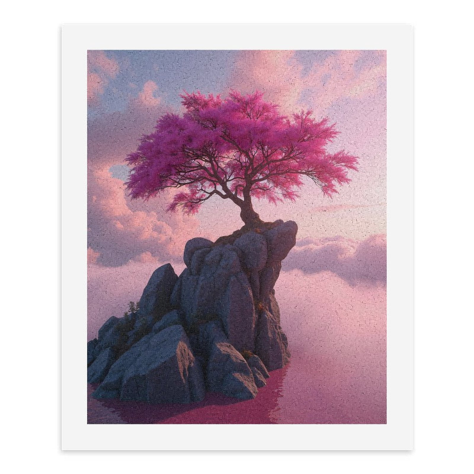 Paint by Numbers Kit for Adults, Pink Tree On Cliff Rocks Paint by Numbers, Easy Paint by Numbers Kit for Adults Beginner, DIY Adult Paint by Number Kits on Canvas, Home Decor