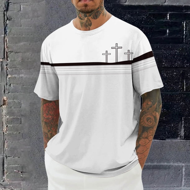 Tops para hombre, blusas y camisas de cuello redondo y manga corta para hombre, blusas casuales de moda con cuello redondo y manga corta, blusas para hombre, blusas de poliéster para hombre