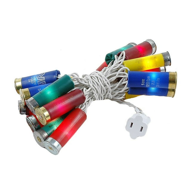 Novelty Lights 20 Light Shotgun Shell Mini Light Set, Multi Color, White Wire, 8.5 Feet