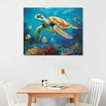 thumbnail image 2 of Nawypu Sea Turtle Canvas Wall Art Bathroom Pictures Wall Decor Beach Decorations for Home Bedroom Living Room, Framed Colorful Coastal Nautical Sea Turtle Art Decor Ready to Hang, 2 of 4
