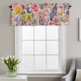 thumbnail image 4 of Flowers Window Valance for Kitchen, Spring Watercolor Colored Floral Linen Texture Rod Pocket Short Curtain for Small Windows, Light Filtering Decorative Valance, 54 x 18 Inch, 4 of 9