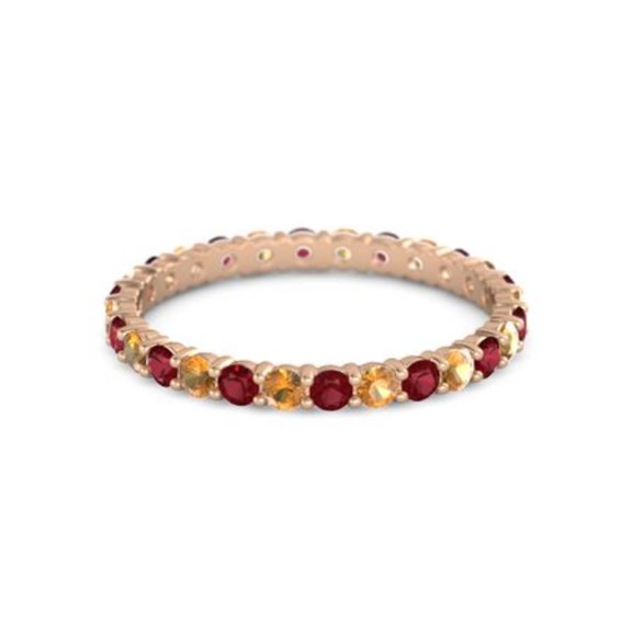Round Eternity Band Ruby Citrine 925 Sterling Silver Rose Plated Ring Jewelry