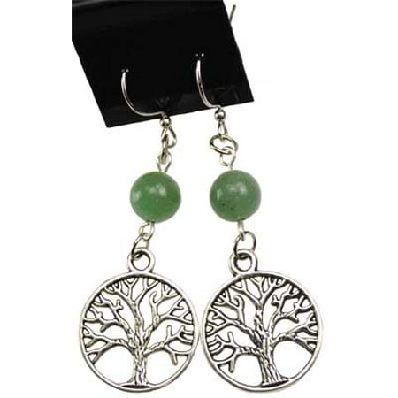 - RBI Fortune Telling Toys Spiritual Supplies Green Aventurine Tree of Life Earrings