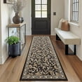 thumbnail image 3 of Washable Runner Rug 2x6 Non Slip Kitchen Hallway Runner Leaf Botanical Print Low Pile Throw Carpet Modern Home Decor Mat for Laundry Bathroom Indoor Use, Brown, 3 of 7