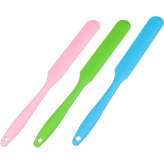 Cake Spatula Cake Spatula Tongue Depressors Wood 3Pcs Wax Spatulas Silicone Non- stick Hair Removal Reusable Applicator Scraper Tool for Home Salon Body, Mixed Color Sticks