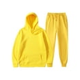 thumbnail image 1 of Innerwin Hoodies And Sweatpant Set Solid Color Mens Tracksuit Winter Hooded Warm 2 Piece Hoodie Yellow S, 1 of 2