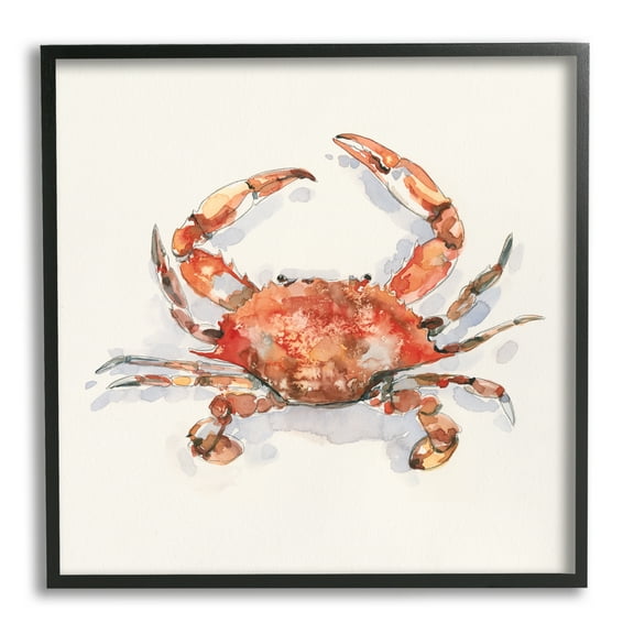 Stupell Industries Red Crab Marine Animal Animals & Insects Painting Black Framed Art Print Wall Art, 12 x 12