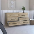 thumbnail image 4 of FM FURNITURE Luxor 6-Drawer Engineered Wood Double Dresser in Light Oak/White, 4 of 9