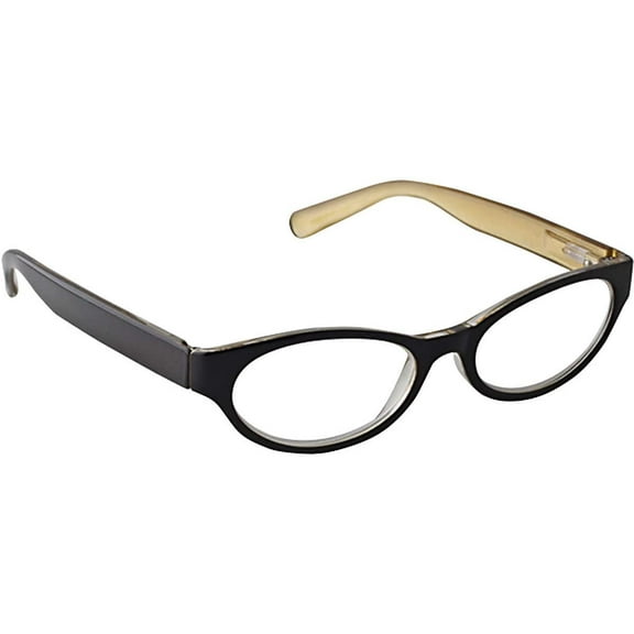Wink by ICU Cat Eye Reading Glasses Black with Gold and Matching Case  1.50