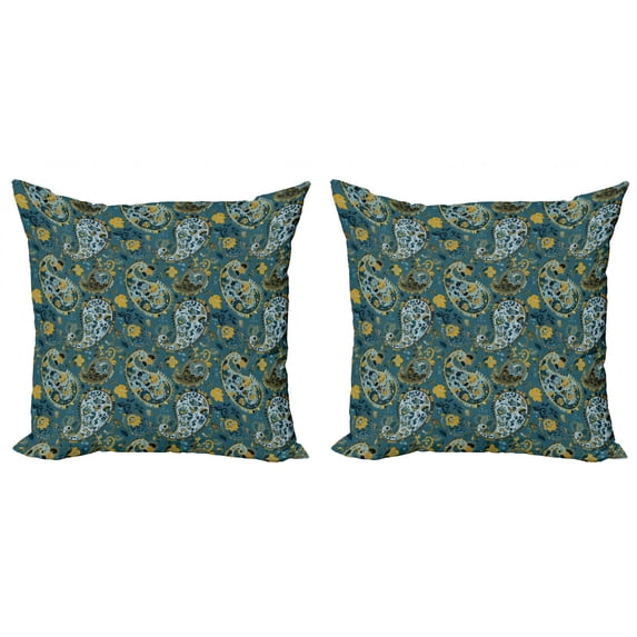 Ambesonne Paisley Throw Pillow Cover 2 Pack, Antique Oriental Motifs, 24", Multicolor
