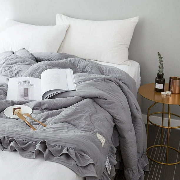 Summer Blanket Cool Blanket Korean Style Ruffled Spring Autumn Solid Color Air Conditioning Blanket Cool Duvet Sheet