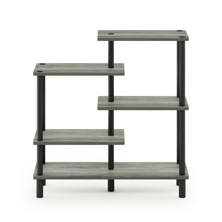 Furinno Turn-N-Tube 5-Tier Accent Display Rack, French Oak Grey/Black