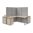 thumbnail image 1 of Scranton & Co Engineered Wood Natural Elm 4-Person L-Cubicle Desk with Drawers, 1 of 8