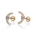 thumbnail image 4 of Aretes de oro 14k GIALLO Broquel GIALLO COLLECTION Arcos de oro amarillo y blanco con cortes diamantados y circonias, 4 of 5