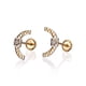 thumbnail image 4 of Aretes de oro 14k GIALLO Broquel GIALLO COLLECTION Arcos de oro amarillo y blanco con cortes diamantados y circonias, 4 of 5