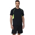 thumbnail image 3 of Weilanxin Swim Shirts Short Sleeve for Men Quick Dry Running UPF50+ Sun Protection Rash Guard Top Black+FluorescentGreen S, 3 of 8