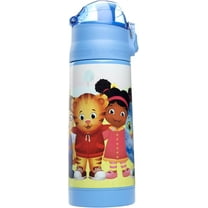 Daniel Tiger Stainless Steel 13 oz Reusable Water Bottle for Kids, Blue- Double Wall Insulated, Spill Proof Lid w/Built-in Straw- Keep Liquids Hot or Cold For Hours- Easily Fits in Lunch Boxes & Bags