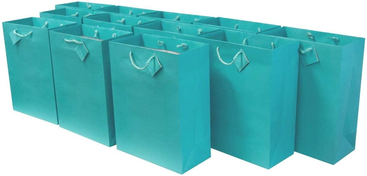 UniqueParties a 4 x Teal Quatrefoil Medium Gift Bag Set NEW 