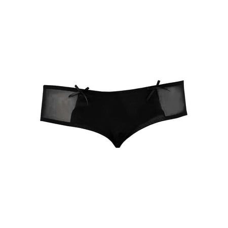 Plus Size Lingerie Flirty Side Mesh Boyshort Panty with Bow Detail