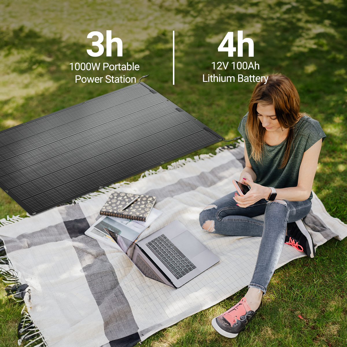 ALLPOWERS 400 Watt Solar Panel, 2 Pack, Flexible, Monocrystalline, IP68 Waterproof, Portable Solar Panel Charger for Camping, RV, Motorhomes, Home Backup, Generator, Power Station, PV Charging