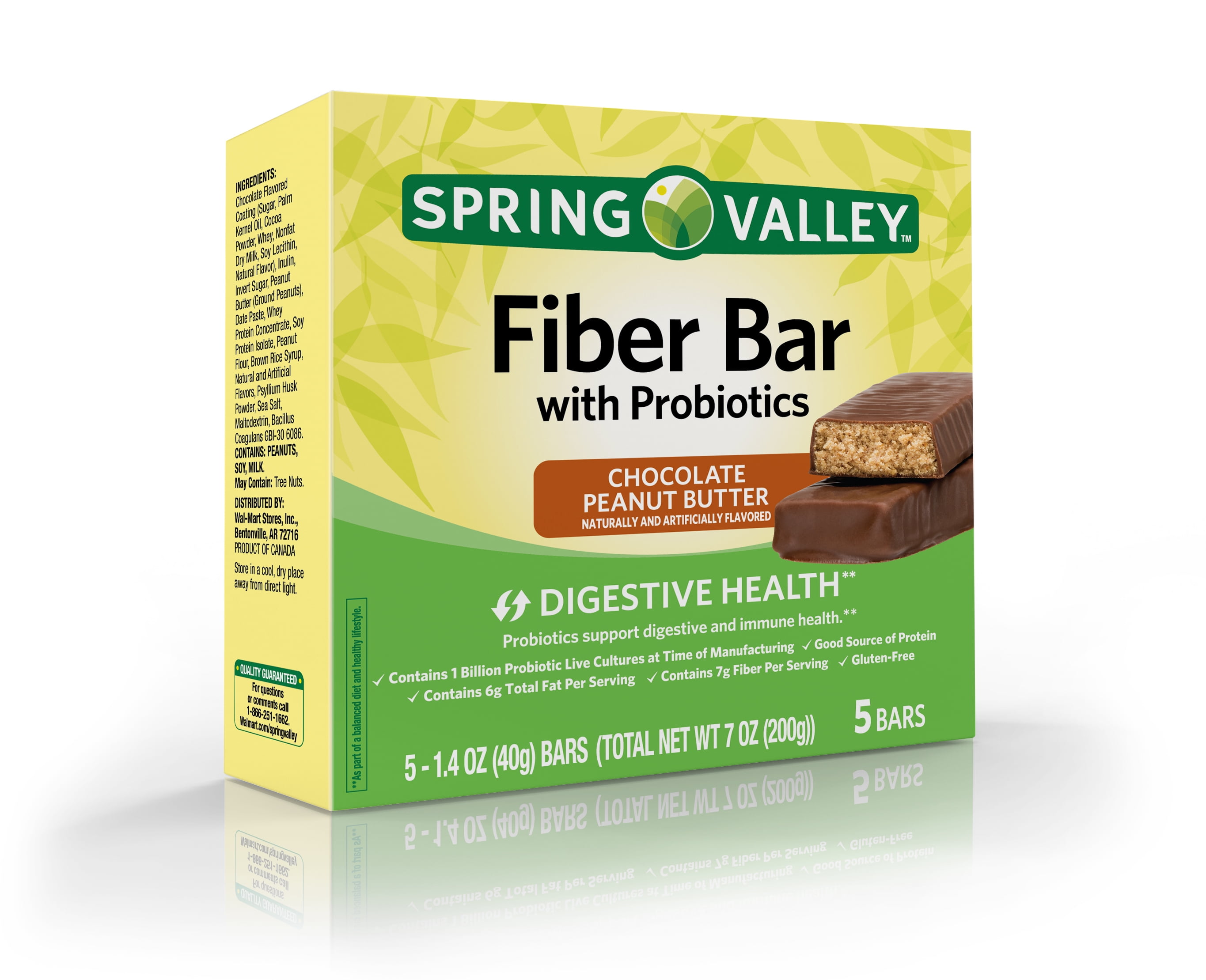 Spring Valley Chocolate Peanut Butter Fiber Bar with Probiotics, 1.5 oz
