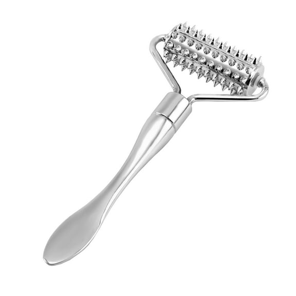 Handheld Acupuncture Roller, Manual Massage Tool for Neck Arm Leg Foot, Silver