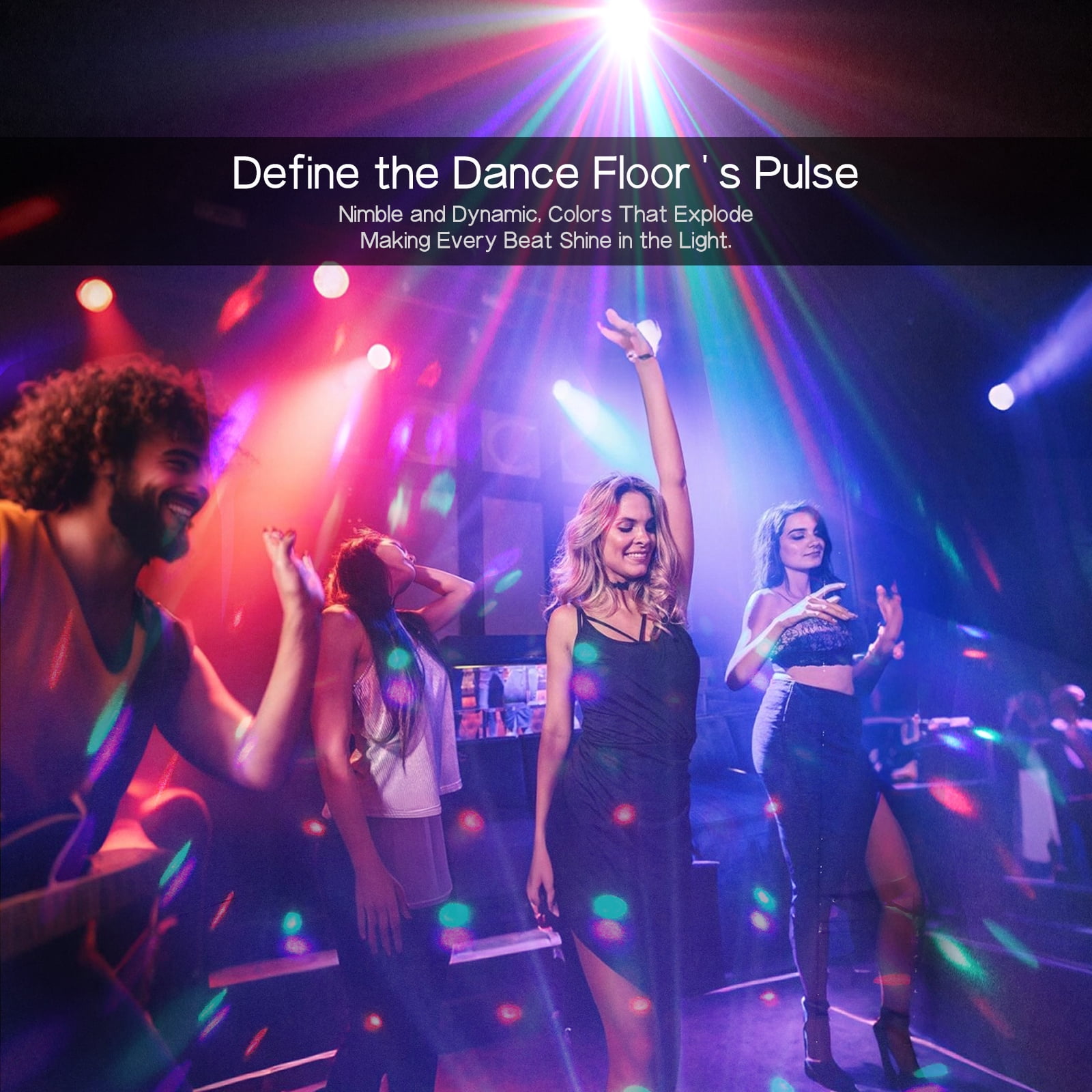 3-in-1 Disco Party Light, Sound Activated DJ Lights, Remote Control LED Strobe for Stage, Indoor/Outdoor Use
