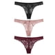 thumbnail image 1 of 3 piezas de tangas para mujer, ahuecadas, con espalda en T, cintura baja, forro de algodón, bragas cómodas y transpirables, negras, rojas y rosas, M, 1 of 12