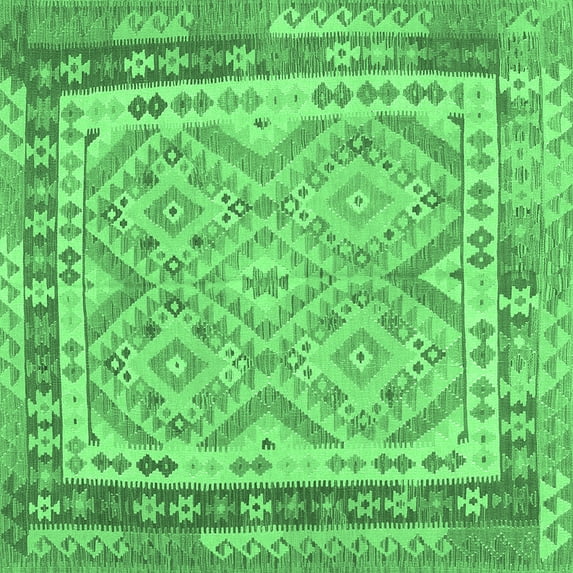 Ahgly Company Indoor Square Southwestern Emerald Green Country Area Rugs, 6' Square