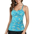 thumbnail image 5 of RELLECIGA Women's Ruched Bandeau Tankini Top Swimsuits, 5 of 6