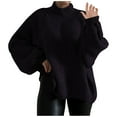 thumbnail image 2 of Guieoi Womens Sweaters 2025 Womens Sweaters Clearance Long Sleeve High Neck Sweater Coarse Linen Knitted Oversized Pullover Black Black*Friday/Cyber*Monday Clearance, 2 of 3