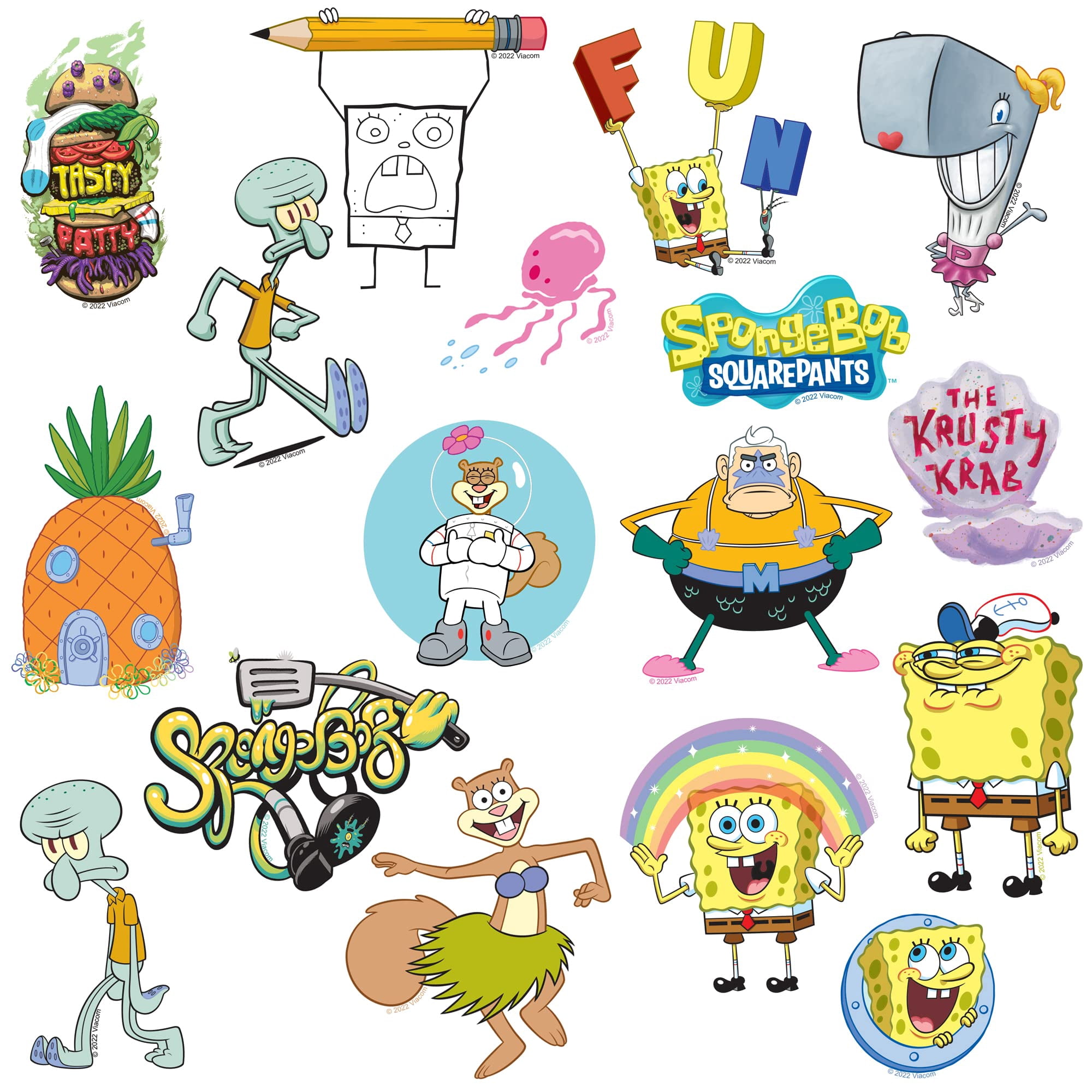 Spongebob Squarepants Character Sticker Pack 150ct Vinyl Decals  Bikini Bottom Favorites, Cartoon Humor Art & Ocean-Themed Designs for Laptop, Water Bottle, Scrapbooking, Tablet, Indoor & Outdoor