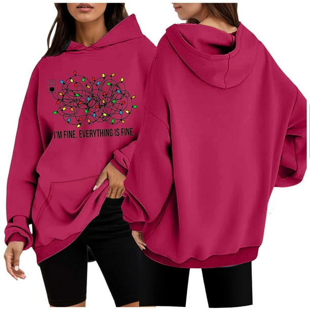 WILLBEST Sudaderas de Mujer con Capucha y Estampado Navideño Grande