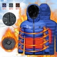 thumbnail image 2 of Odeerbi Kids Heated Hooded Jacket with 3 Heating Zones Winter Heated Padded Coat English Print USB Windproof Heating Jacket Children Plus Size Heating Coat Blue, 2 of 8