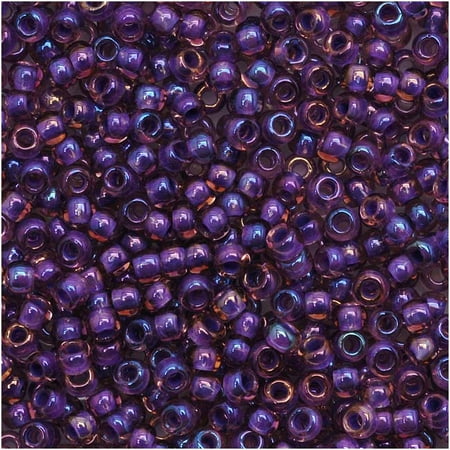 - Toho Round Seed Beads 11/0 #928 'Rainbow Rosaline/Opaque Purple Lined' 8 Gram Tube