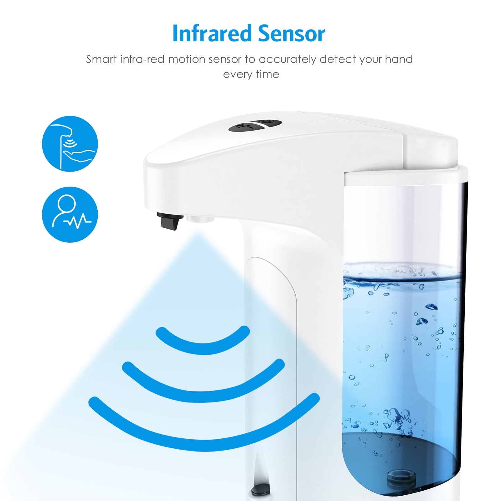 Soap Dispenser, AMIR Hand Soap Dispenser Waterproof Automatic Soap Dispenser for Kitchen Bathroom Facial Cleanser Washroom White