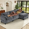 thumbnail image 4 of JONPONY 111" Cloud Couch,L Shaped Modular Sectional Sofa with Movable Ottoman, Deep Seat Sleeper Couches for Living Room,Chenille Gray, 4 of 9