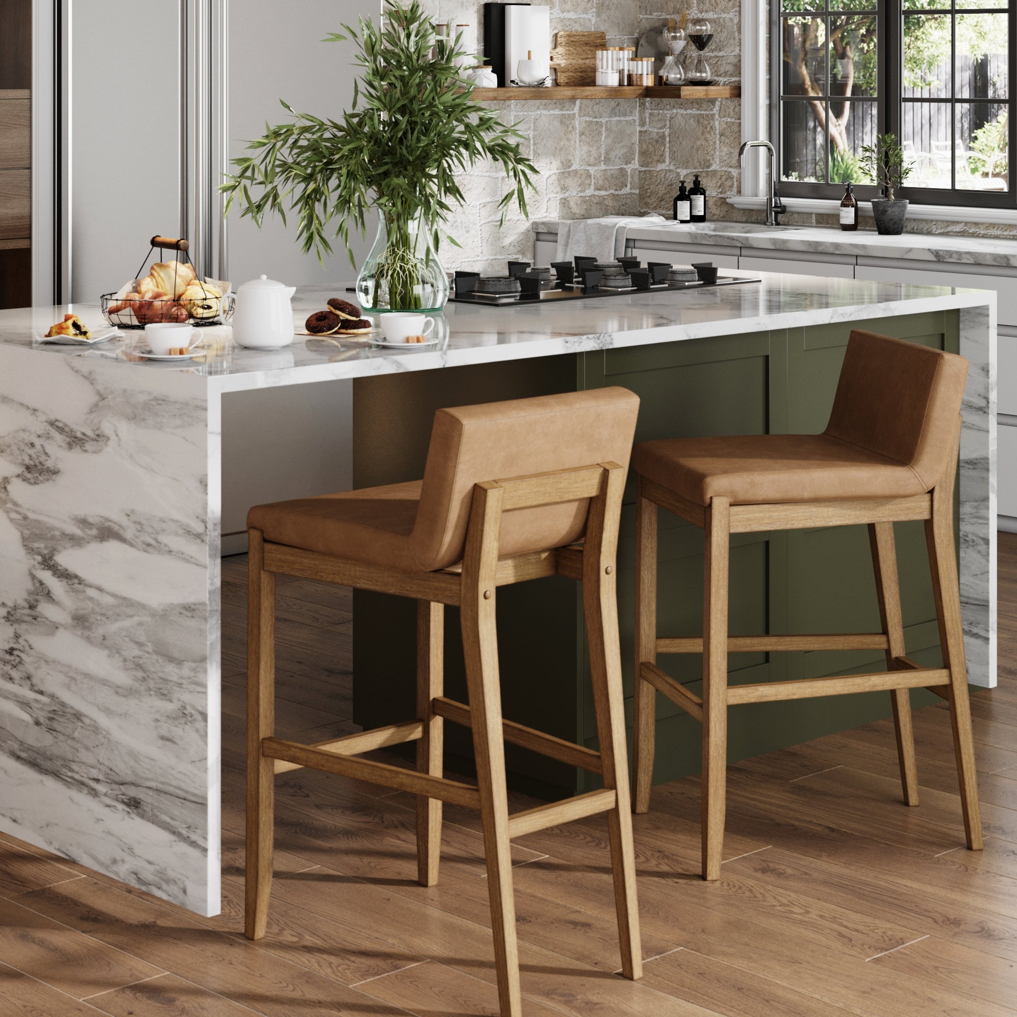 Nathan James Faux Leather Seat Bar Stool