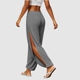thumbnail image 2 of Wutalume Yoga Pants for Women - High Slit Harem Boho Flowy Trousers with Wide Leg, Breathable Lightweight Pants for Gym, Dance & Daily Casual Wear,Light Gray S, 2 of 7